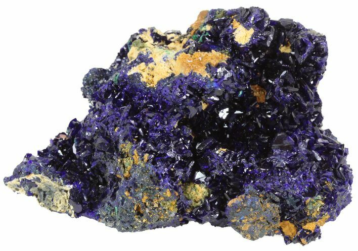Azurite Crystal Cluster with Fibrous Malachite - Laos #50774